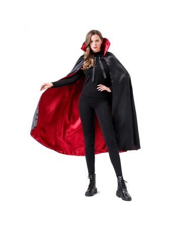 Halloween Makeup Costume Props Red And Black Face Standing Collar Death Pirate Cape