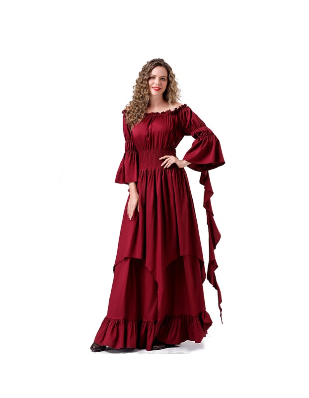 Vintage Cosplay Medieval Court Queen Costume Stage Performance Dress For Women YM6901
