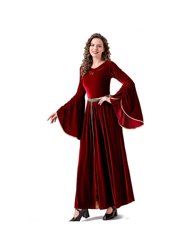 Medieval Retro Court Ball Trumpet Sleeve Adult Retro Queen Long Dress Cosplay Costume YM0821
