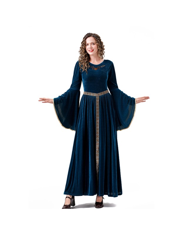 Medieval Retro Court Ball Trumpet Sleeve Adult Retro Queen Long Dress Cosplay Costume YM0821