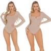 New Sexy Underwear Skin Tight Jumpsuit Deep V-neck Long Sleeve Button One-piece Bodysuit XX1599
