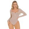 New Sexy Underwear Skin Tight Jumpsuit Deep V-neck Long Sleeve Button One-piece Bodysuit XX1599