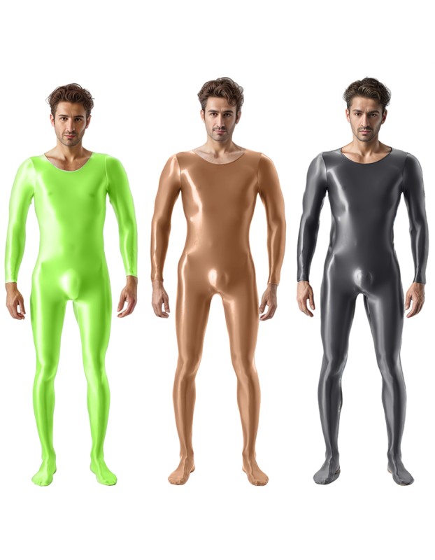 High Elastic Plus Size Glossy Smooth Jumpsuit Tight Shiny Bodysuit Sexy Transparent Romper XX7076