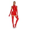 High Elastic Leather PU Sexy Underwear Glossy Patent Leather Nightclub Sleeveless Tights XX6869