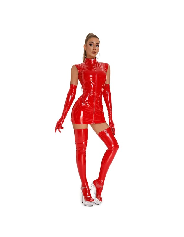 High Elastic Leather PU Sexy Underwear Glossy Patent Leather Nightclub Sleeveless Tights XX6869