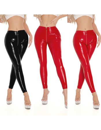 Patent Leather Leggings Zipper Over Crotch Night Club Stage Pole Dance Leggings XX6836