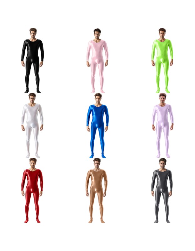 High Elastic Plus Size Glossy Smooth Jumpsuit Tight Shiny Bodysuit Sexy Transparent Romper XX7076