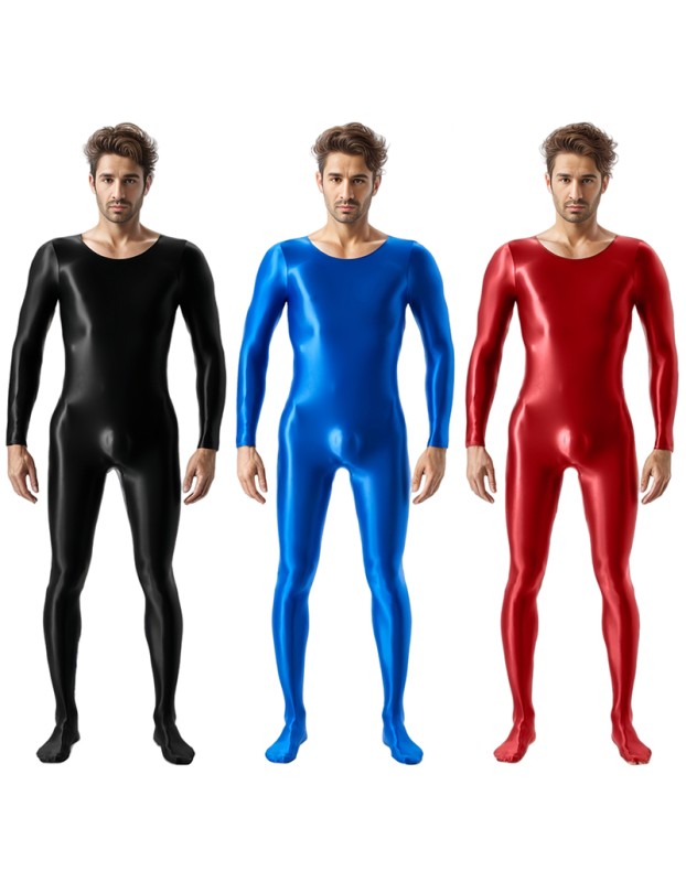 High Elastic Plus Size Glossy Smooth Jumpsuit Tight Shiny Bodysuit Sexy Transparent Romper XX7076