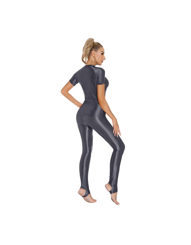 Thin Shiny Tight Top Slim Transparent Breathable Pants Tracksuit Sexy Women Tight Top XX70512
