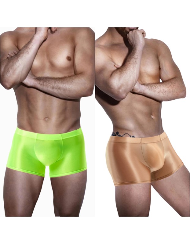 Men's Underwear Transparent Ice Silk Boxers Sexy Low Waist See Through Bag Solid Color Shorts XX7139