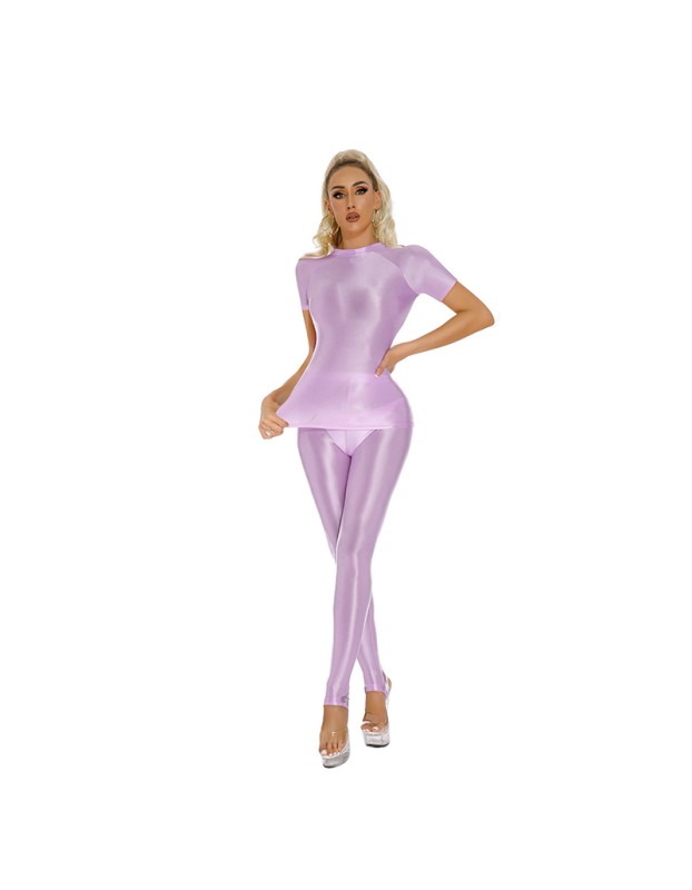 Thin Shiny Tight Top Slim Transparent Breathable Pants Tracksuit Sexy Women Tight Top XX70512