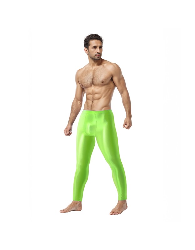 Sexy Men's Shiny Leggings Plus Size Shiny Silky Bodybuilding Nine Minute Leggings XX7132