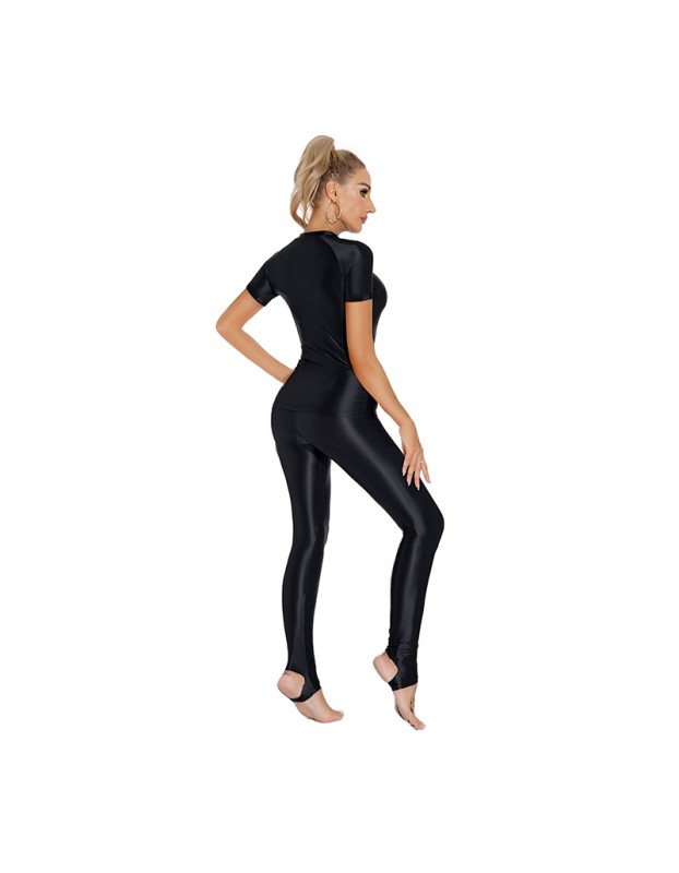 Thin Shiny Tight Top Slim Transparent Breathable Pants Tracksuit Sexy Women Tight Top XX70512