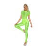 Thin Shiny Tight Top Slim Transparent Breathable Pants Tracksuit Sexy Women Tight Top XX70512