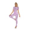 Thin Shiny Tight Top Slim Transparent Breathable Pants Tracksuit Sexy Women Tight Top XX70512