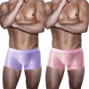 Men's Underwear Transparent Ice Silk Boxers Sexy Low Waist See Through Bag Solid Color Shorts XX7139
