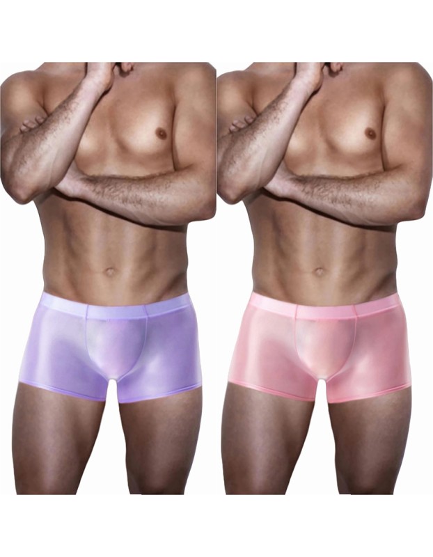 Men's Underwear Transparent Ice Silk Boxers Sexy Low Waist See Through Bag Solid Color Shorts XX7139