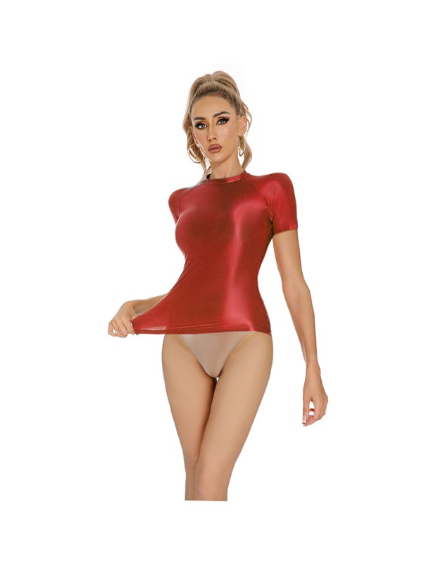 Thin Shiny Tight Top Slim Transparent Breathable Pants Tracksuit Sexy Women Tight Top XX70512
