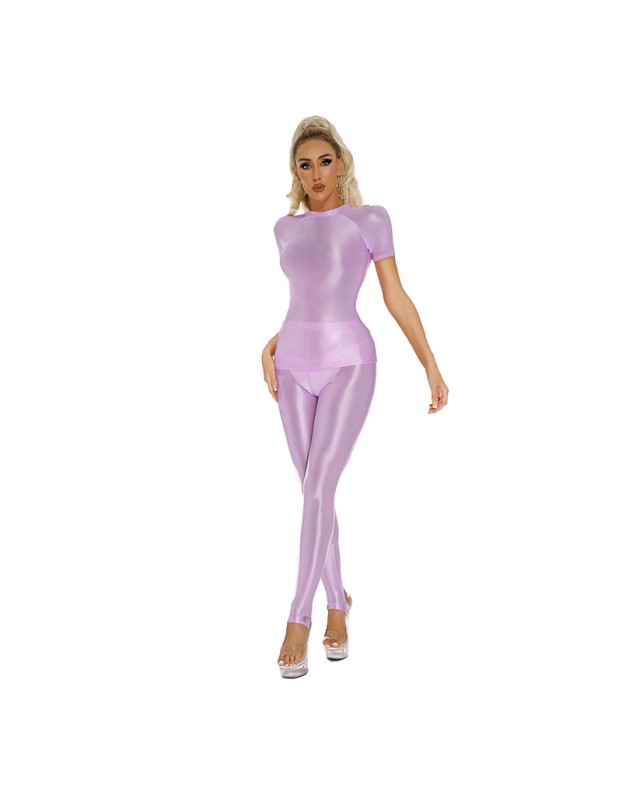 Thin Shiny Tight Top Slim Transparent Breathable Pants Tracksuit Sexy Women Tight Top XX70512