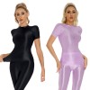 Thin Shiny Tight Top Slim Transparent Breathable Pants Tracksuit Sexy Women Tight Top XX70512