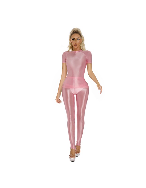 Thin Shiny Tight Top Slim Transparent Breathable Pants Tracksuit Sexy Women Tight Top XX70512