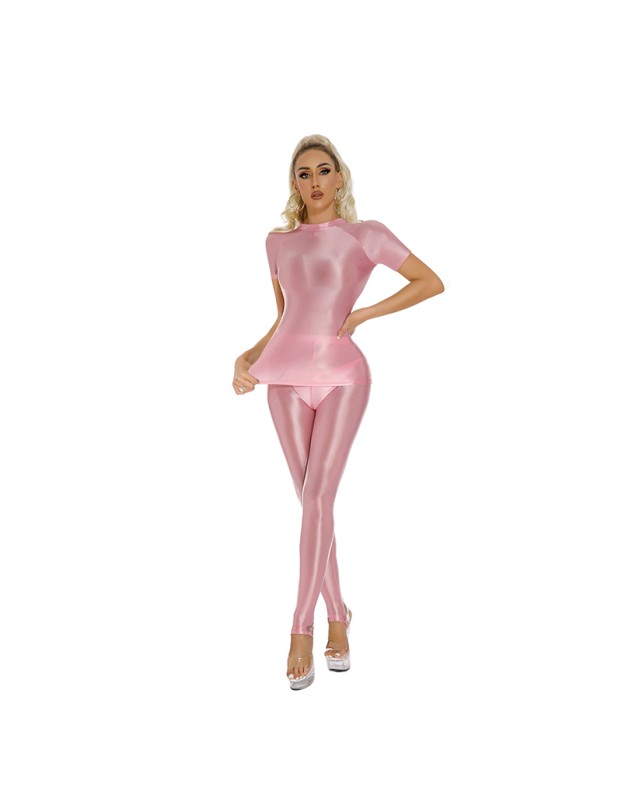Thin Shiny Tight Top Slim Transparent Breathable Pants Tracksuit Sexy Women Tight Top XX70512
