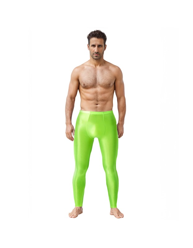 Sexy Men's Shiny Leggings Plus Size Shiny Silky Bodybuilding Nine Minute Leggings XX7132
