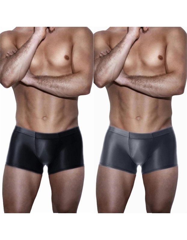 Men's Underwear Transparent Ice Silk Boxers Sexy Low Waist See Through Bag Solid Color Shorts XX7139