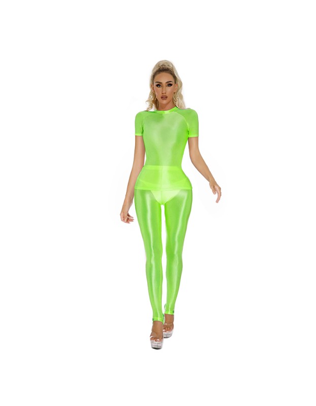 Thin Shiny Tight Top Slim Transparent Breathable Pants Tracksuit Sexy Women Tight Top XX70512
