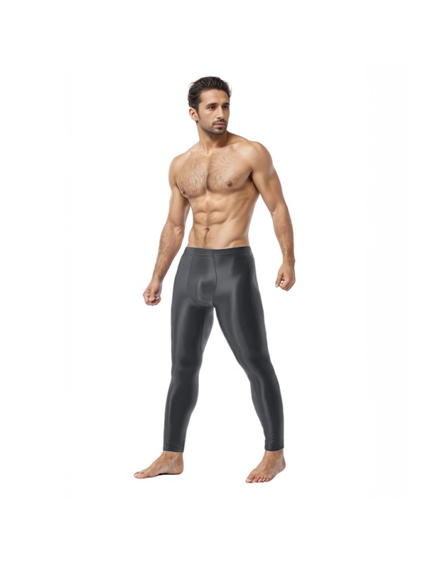 Sexy Men's Shiny Leggings Plus Size Shiny Silky Bodybuilding Nine Minute Leggings XX7132