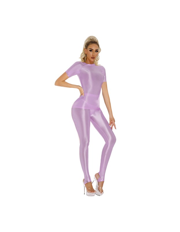 Thin Shiny Tight Top Slim Transparent Breathable Pants Tracksuit Sexy Women Tight Top XX70512
