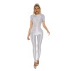 Thin Shiny Tight Top Slim Transparent Breathable Pants Tracksuit Sexy Women Tight Top XX70512