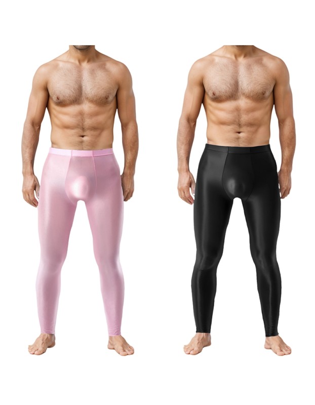Sexy Men's Shiny Leggings Plus Size Shiny Silky Bodybuilding Nine Minute Leggings XX7132