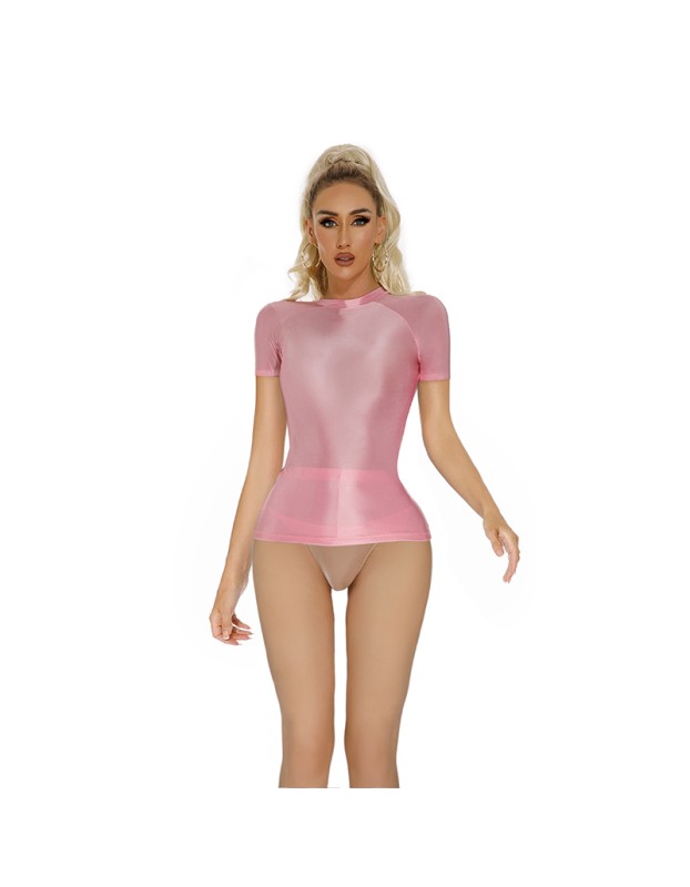 Thin Shiny Tight Top Slim Transparent Breathable Pants Tracksuit Sexy Women Tight Top XX70512