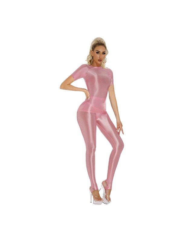 Thin Shiny Tight Top Slim Transparent Breathable Pants Tracksuit Sexy Women Tight Top XX70512