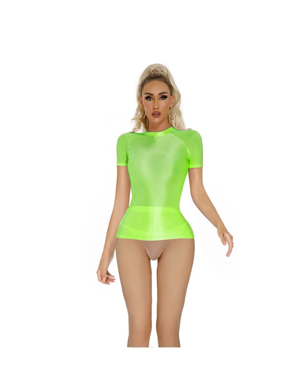 Thin Shiny Tight Top Slim Transparent Breathable Pants Tracksuit Sexy Women Tight Top XX70512