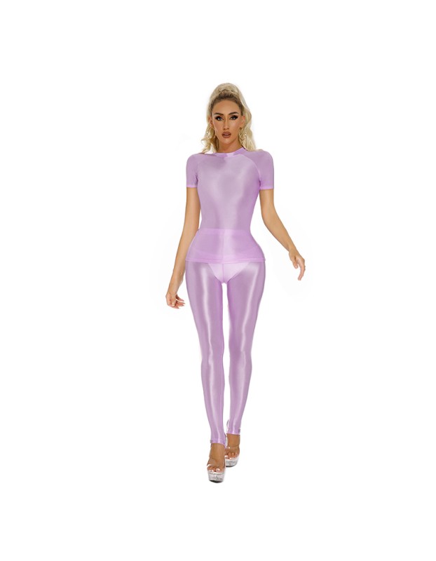 Thin Shiny Tight Top Slim Transparent Breathable Pants Tracksuit Sexy Women Tight Top XX70512