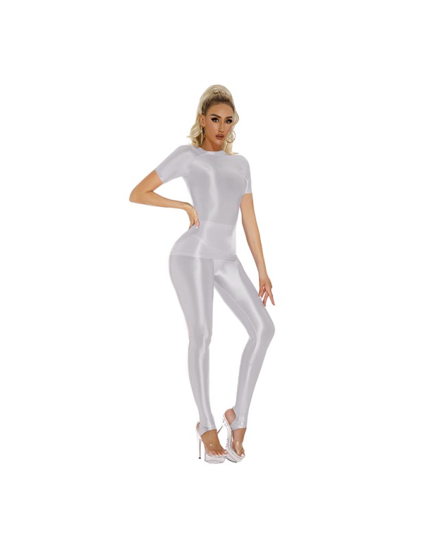 Thin Shiny Tight Top Slim Transparent Breathable Pants Tracksuit Sexy Women Tight Top XX70512