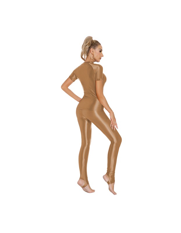 Thin Shiny Tight Top Slim Transparent Breathable Pants Tracksuit Sexy Women Tight Top XX70512
