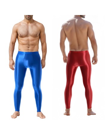Sexy Men's Shiny Leggings Plus Size Shiny Silky Bodybuilding Nine Minute Leggings XX7132