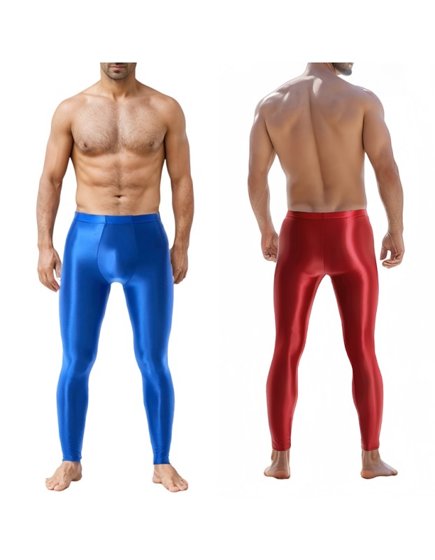 Sexy Men's Shiny Leggings Plus Size Shiny Silky Bodybuilding Nine Minute Leggings XX7132