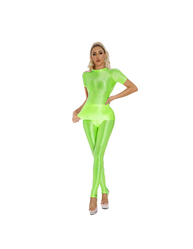 Thin Shiny Tight Top Slim Transparent Breathable Pants Tracksuit Sexy Women Tight Top XX70512