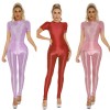 Thin Shiny Tight Top Slim Transparent Breathable Pants Tracksuit Sexy Women Tight Top XX70512