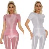 Thin Shiny Tight Top Slim Transparent Breathable Pants Tracksuit Sexy Women Tight Top XX70512