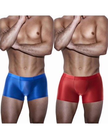 Men's Underwear Transparent Ice Silk Boxers Sexy Low Waist See Through Bag Solid Color Shorts XX7139