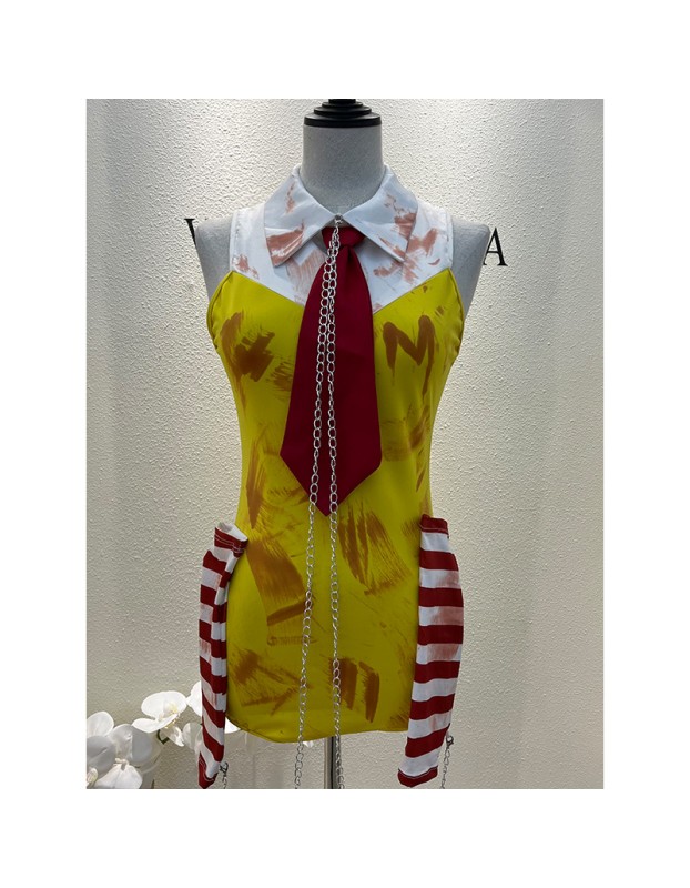 Halloween Costume Red And White Striped Clown One-Piece Welcome McDonald's Party Cosplay 2065