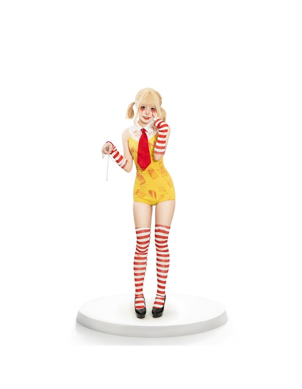 Halloween Costume Red And White Striped Clown One-Piece Welcome McDonald's Party Cosplay 2065