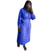 Sexy Women's V-neck Long Sleeve Exquisite Printed Pleated Dress YM8632