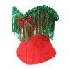 Women Christmas Corset Bustier Top with Sequin Tassels Gothic Party Night Korsett Christmas Costumes