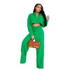 Women's Autumn Simple Solid Color Shirt Wide Leg Straight Pants Casual Suit YM8628